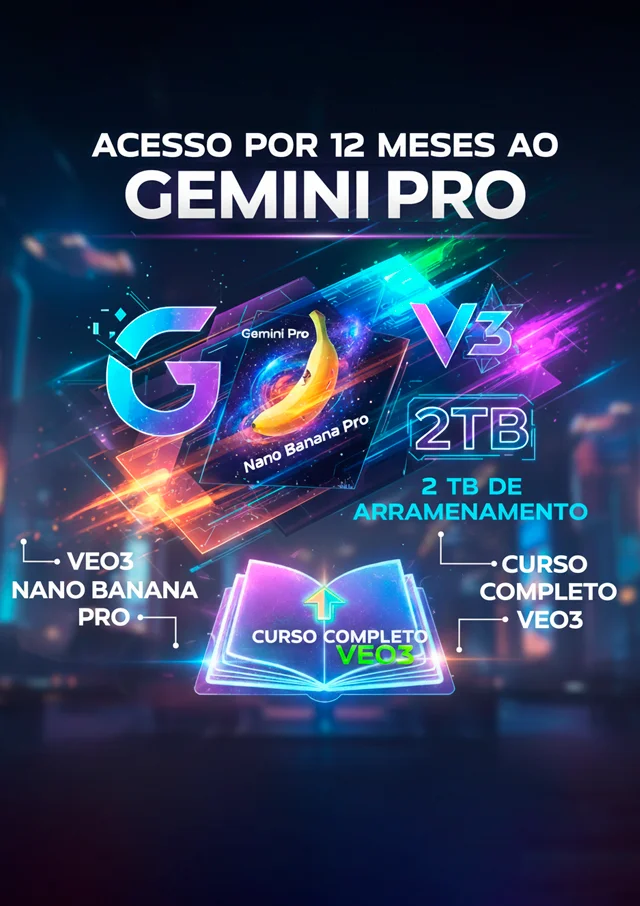 12 Meses de Gemini, Veo3 e 2TB de Armazenamento (+ Curso Bônus) - Marketizando