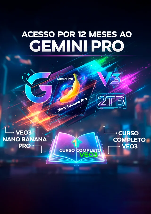 12 Meses de Gemini, Veo3 e 2TB de Armazenamento (+ Curso Bônus) - Marketizando
